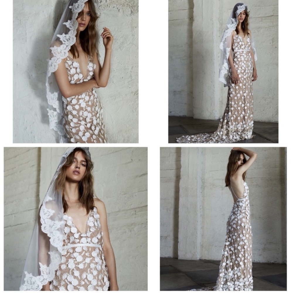 FOR LOVE AND LEMONS MARGUERITE FLORAL PETAL GOWN